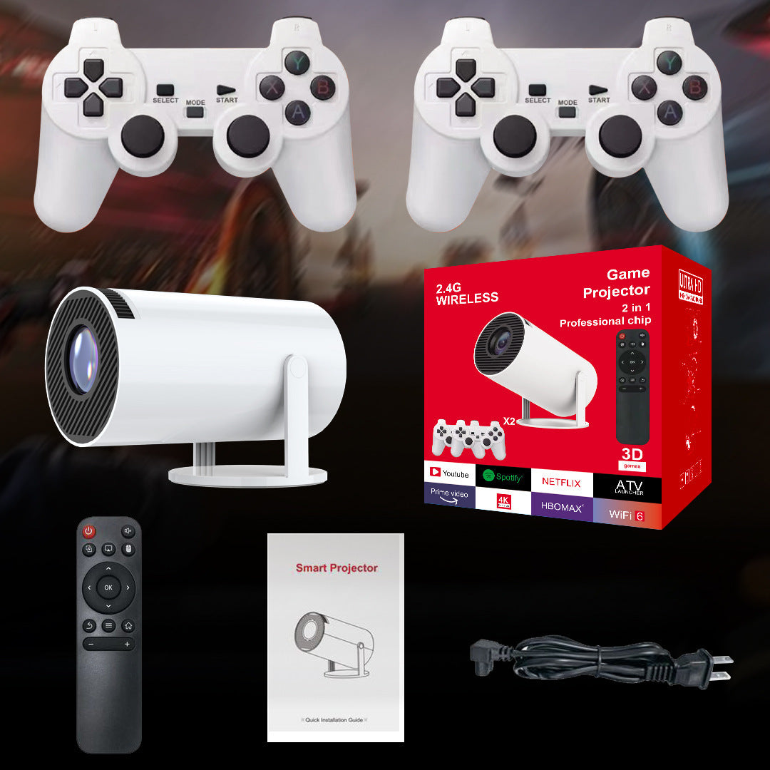 HY300 Max Smart 4K Projector & Retro Gaming Console (Includes 2 Wireless Controllers)